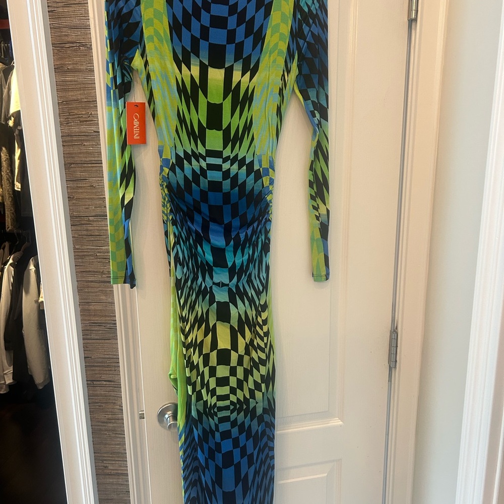 Kohl's Blue and Green Geometric Dress